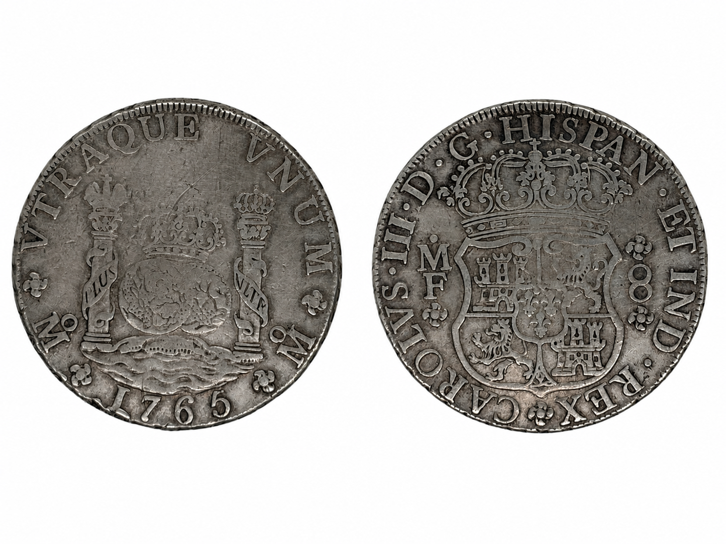 1765. Carlos III. México. MF. 8 reales. Columnario.