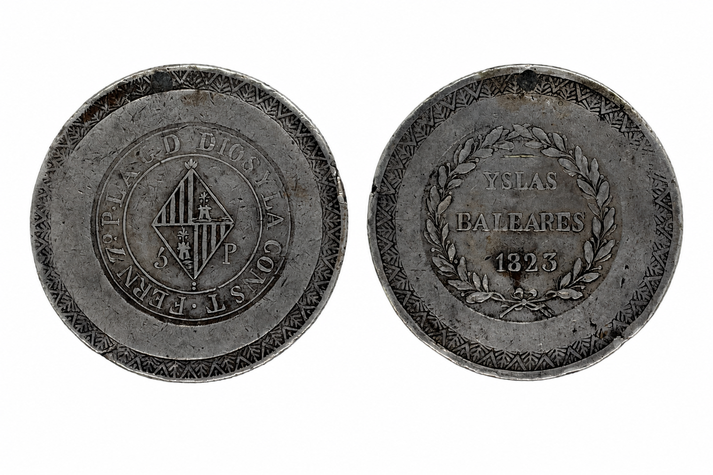 1823. Fernando VII. Mallorca. 5 pesetas.