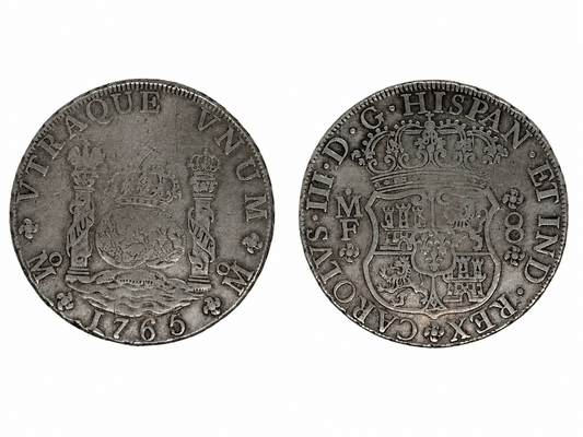 1765. Carlos III. México. MF. 8 reales. Columnario.