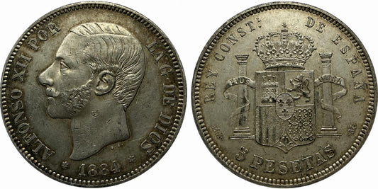 1884*1884. Alfonso XII. MSM. 5 pesetas